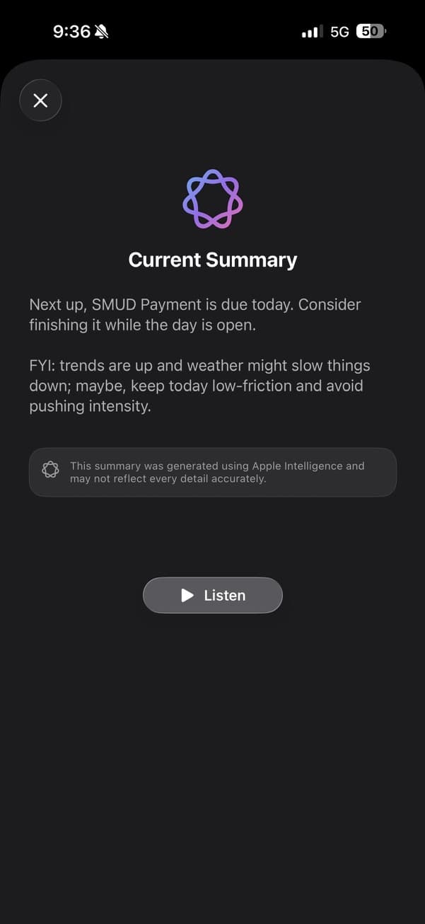 AI Current Summary screenshot